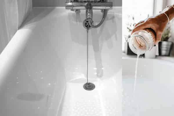 soapy solution in bath tub