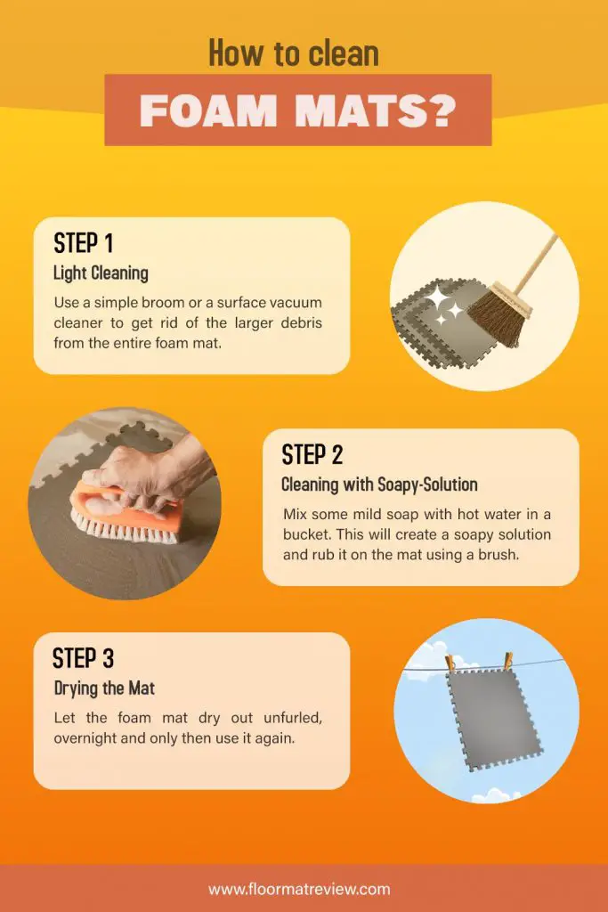 Step by step guide to clean foam mats