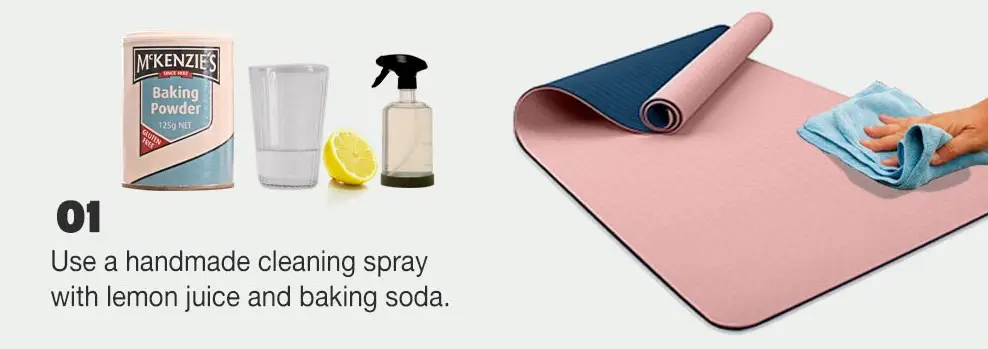 1. Use a handmade cleaning spray with lemon juice and baking soda to Clean Lululemon Yoga mats 