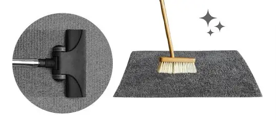 How to wash bathroom mats - step 1 - Shake, Vacuum, and Sweep